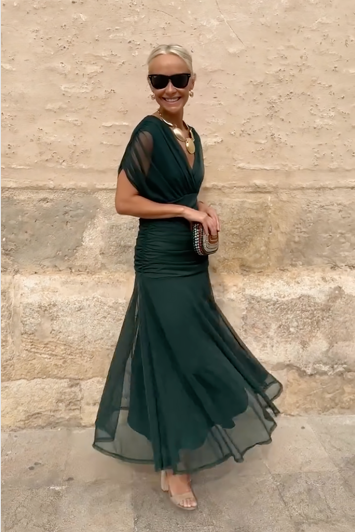 Louisa | Robe Maxi de Fête Élégante à Col V
